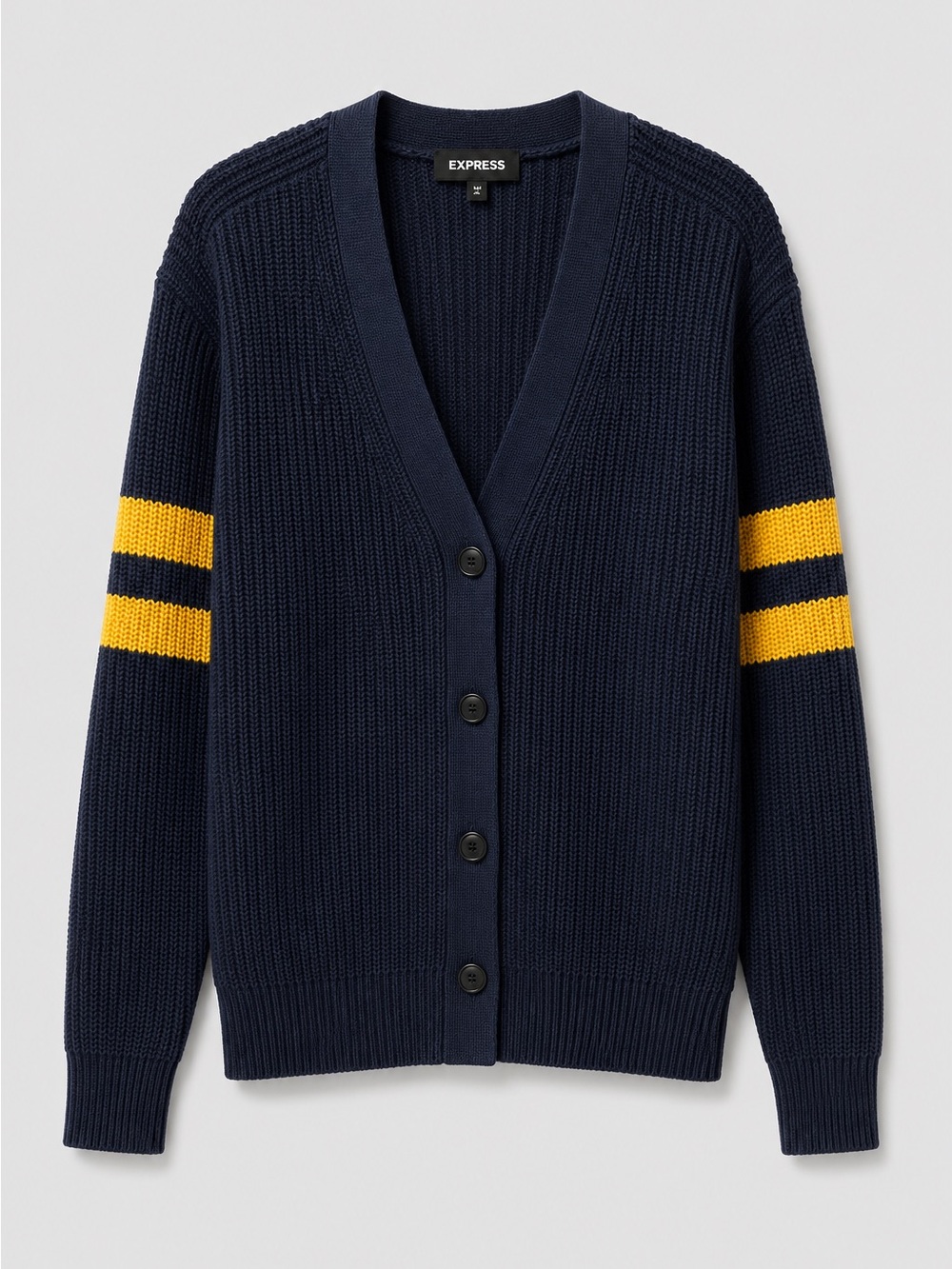 Express Navy and Yellow Button-Front Cardigan (335)